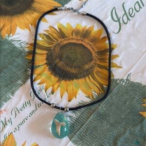 Teardrop Pendant Necklace with Black Cord